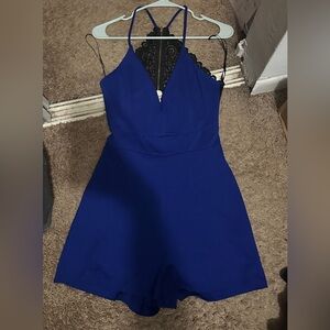 Lovely Day Blue Jumpsuit Sleeveless open back low cut